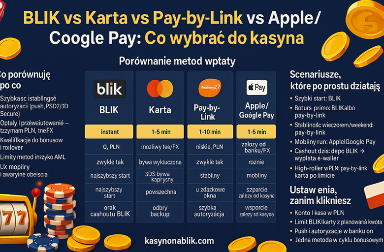 BLIK vs Karta vs Pay-by-Link vs Apple/Google Pay: Co Wybrać do Kasyna